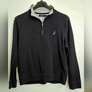 Nautica Men's Black and Gray Zip-Up Sweater